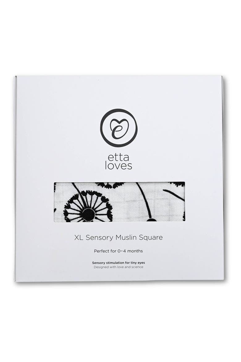 XL Dandelion Sensory Organic Cotton Muslin Blanket, Alternate, color, BLACK AND WHITE