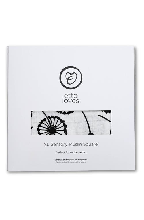 Etta Loves Xl Dandelion Sensory Organic Cotton Muslin Blanket In Black And White