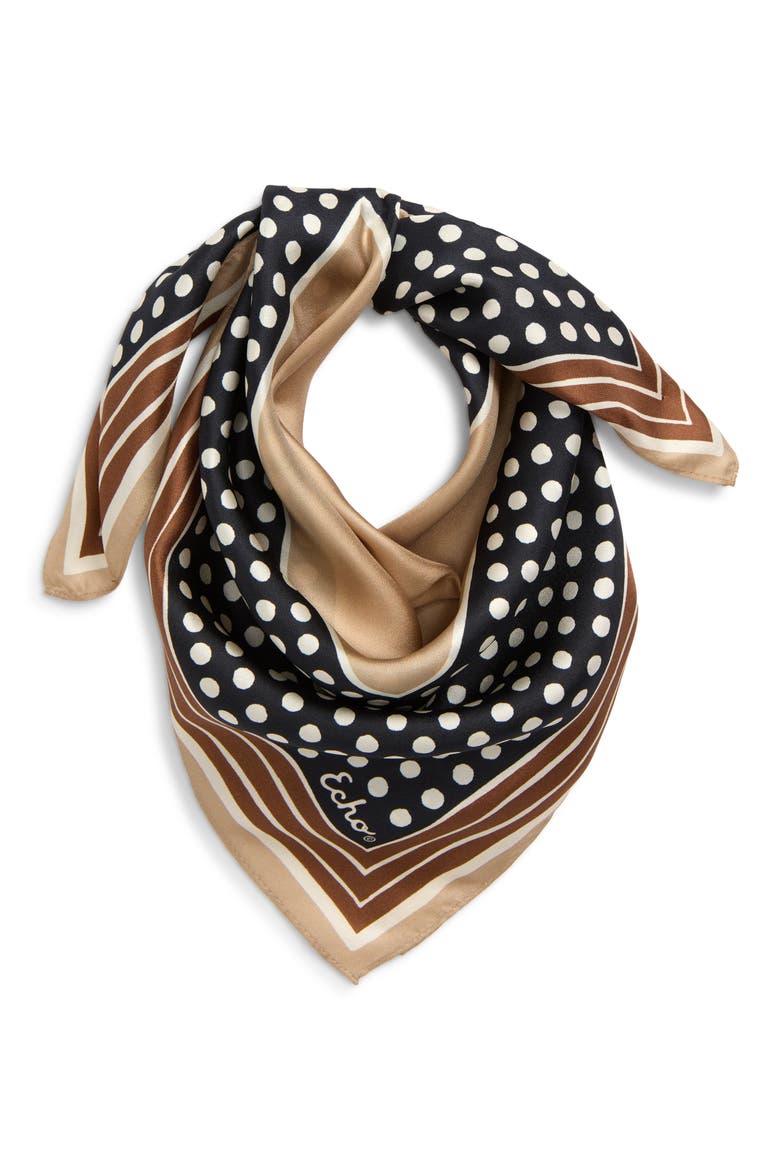 Dotty Silk Bandana, Main, color, BLACK