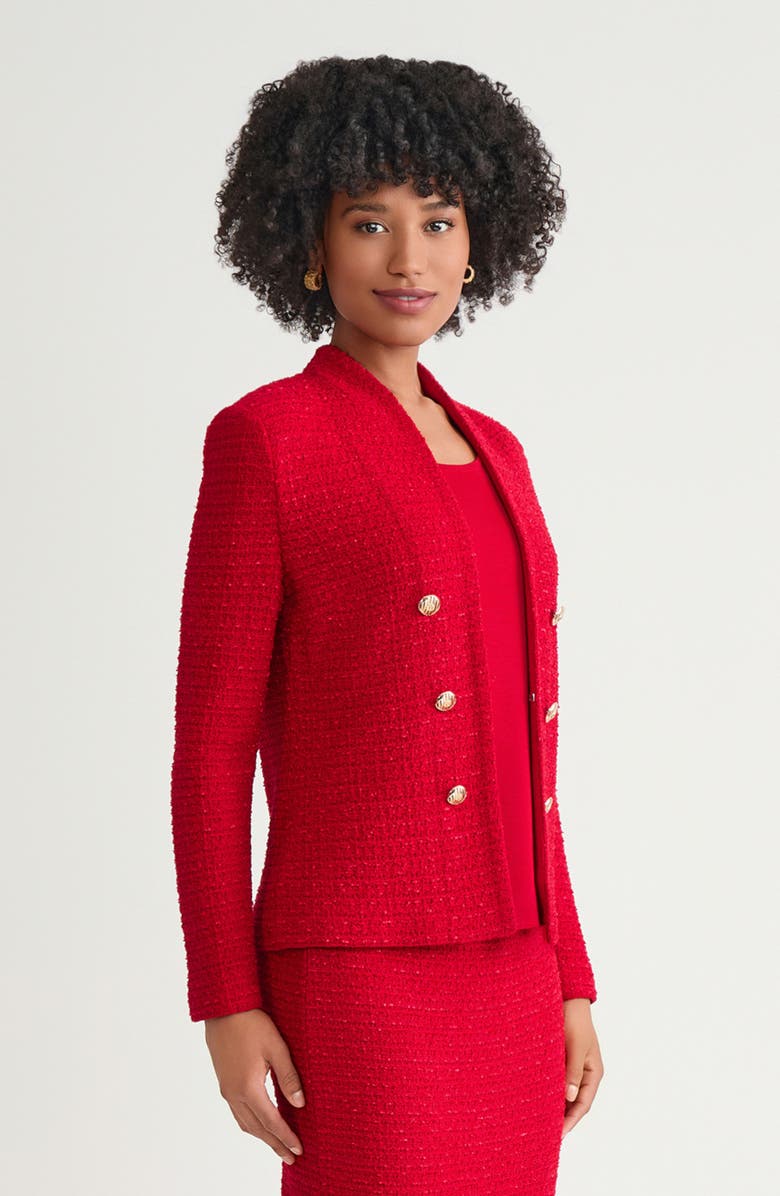 Ming Wang Tailored Tonal Eyelash Tweed Knit Jacket, Alternate, color, Holiday