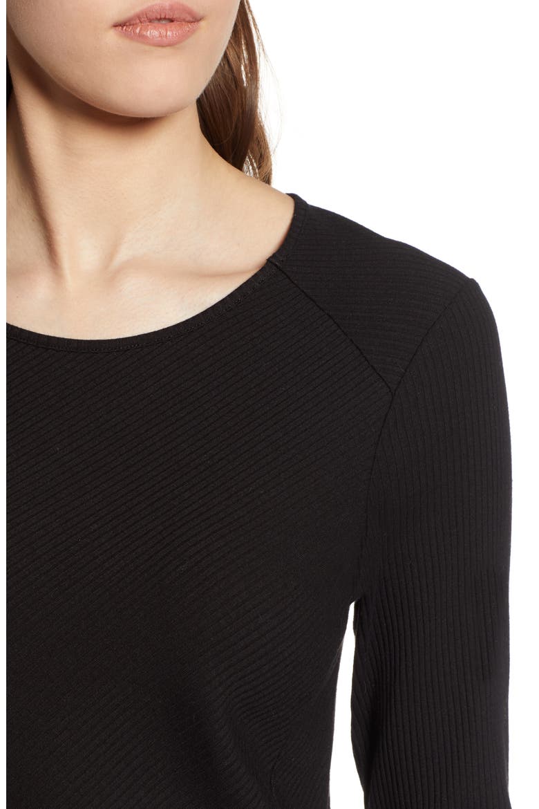 Long Sleeve Knit Cotton Tee, Alternate, color, BLACK