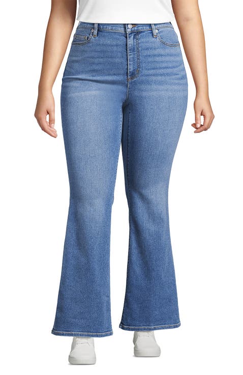 Plus Size High Rise Denim Skinny Flare Jeans