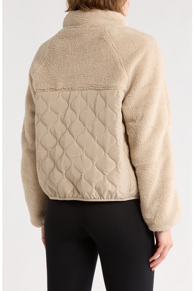 Faux Shearling Mixed Media Jacket, Alternate, color, TAN OXFORD