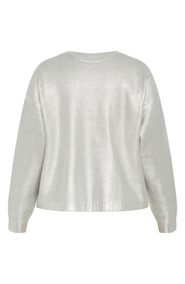 City Chic Iliana Metallic Cable Stitch Sweater, Alternate, color, 
