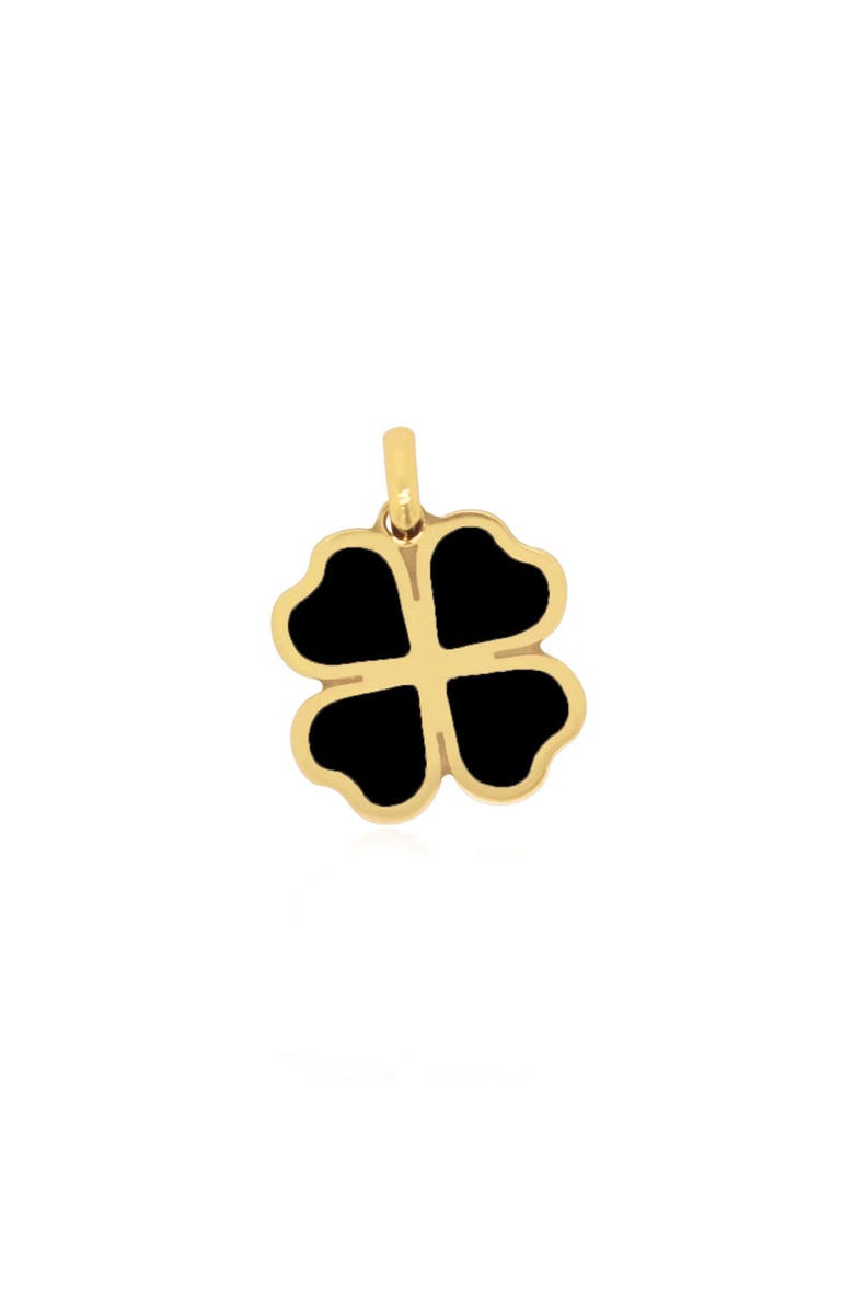 The Lovery Fine Jewelry Onyx Lucky Clover Charm, Main, color, Onyx