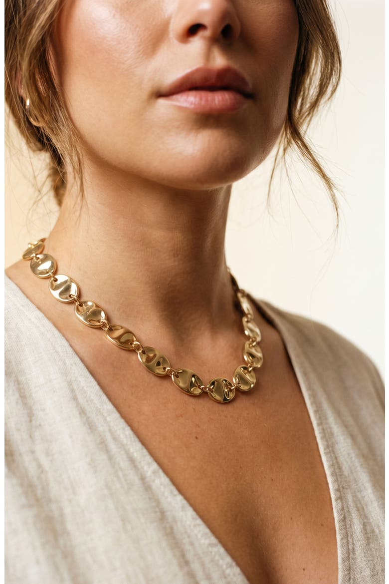 Hammered Link Chain Necklace, Alternate, color, GOLD