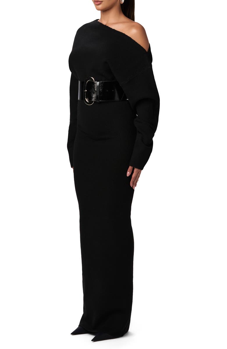 Naked Wardrobe One-Shoulder Long Sleeve Maxi Sweater Dress, Alternate, color,