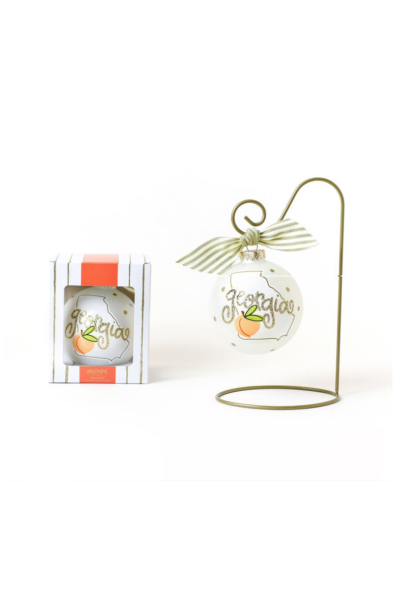 Georgia Motif Ornament with Gold Swirl Stand, Main, color, Orange