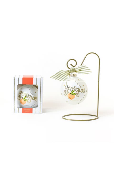 Georgia Motif Ornament with Gold Swirl Stand