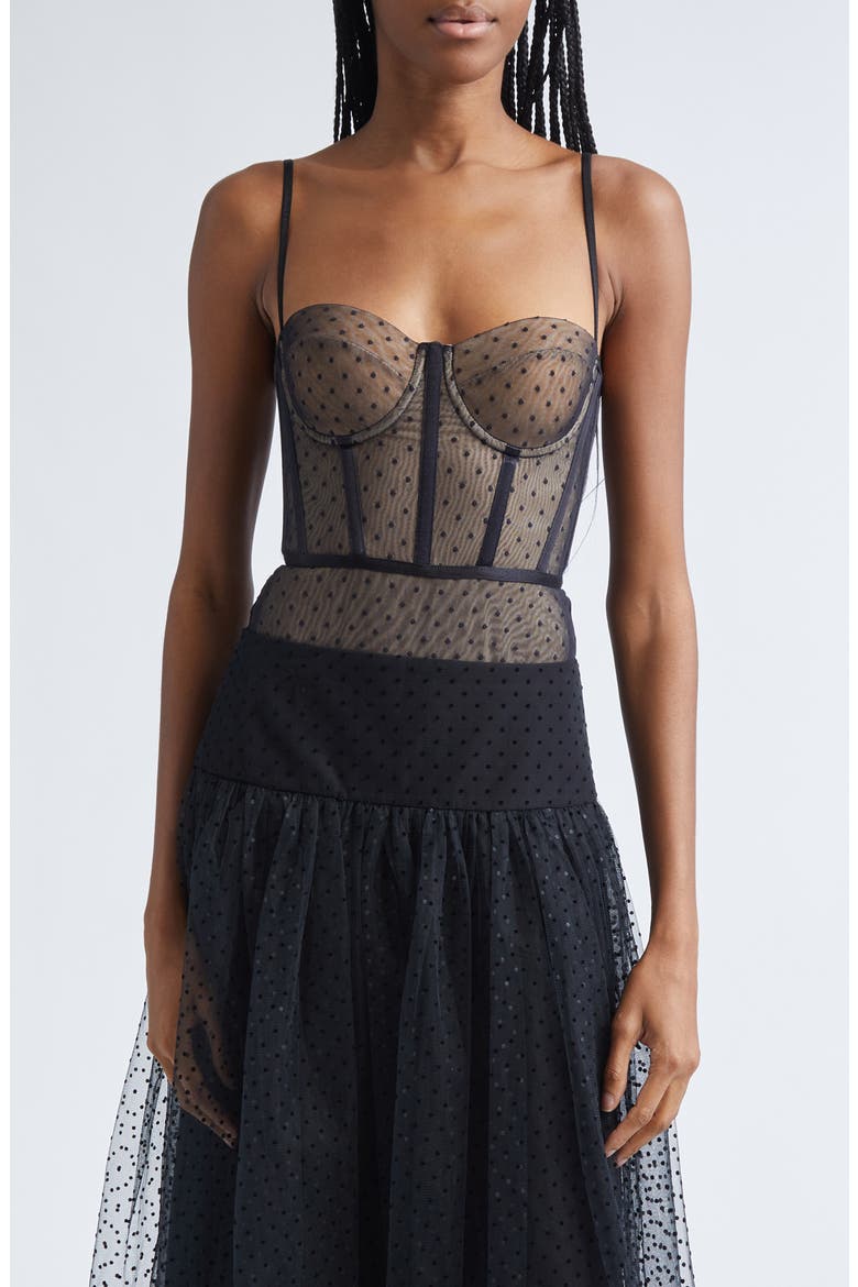 Dot Point d'Esprit Underwire Bodysuit, Main, color, BLACK