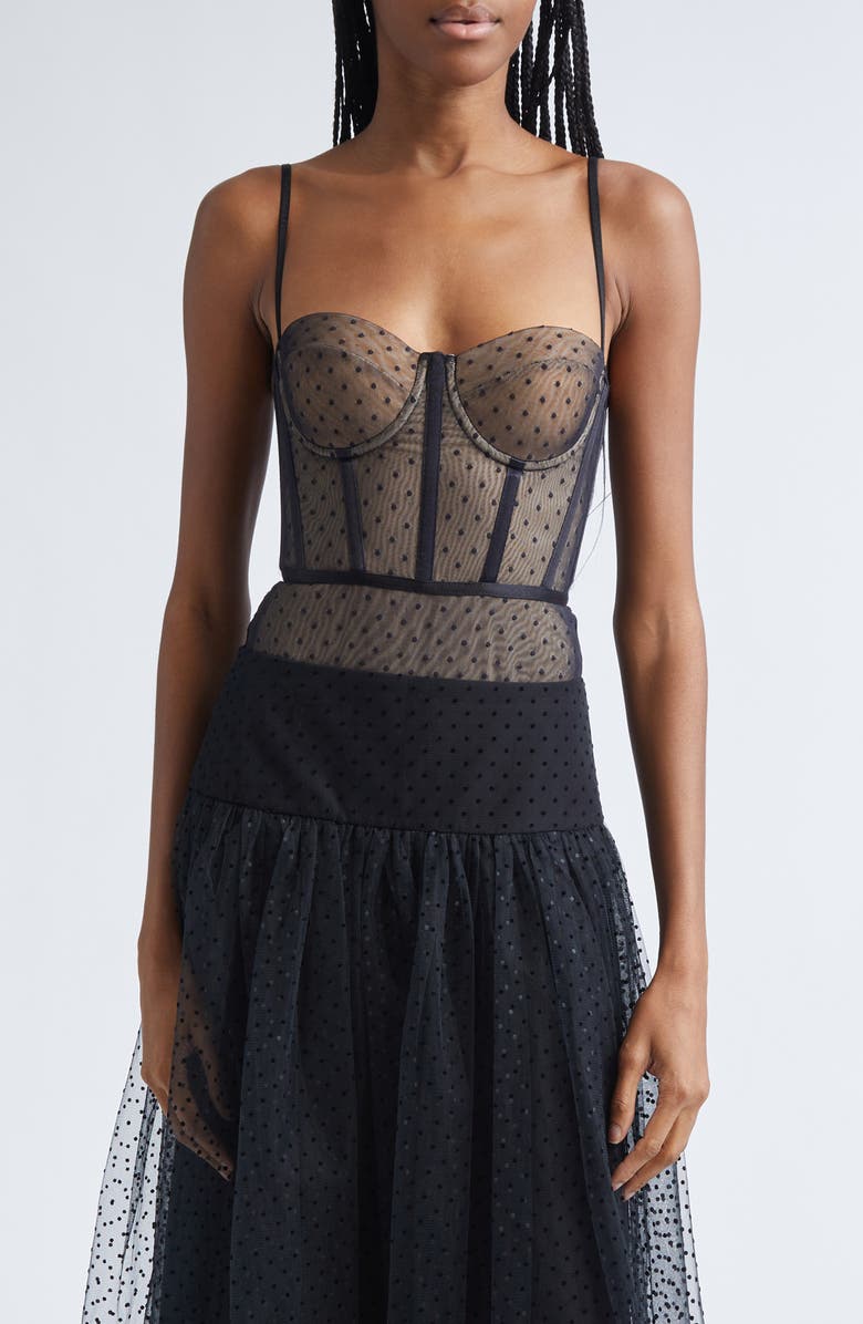 Zimmermann Dot Point d'Esprit Underwire Bodysuit, Main, color, Black