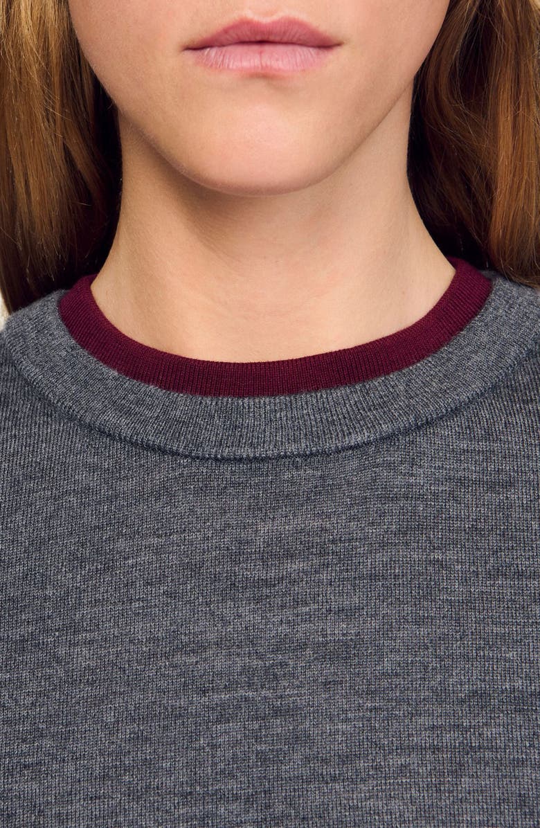 SANDRO Two-tone cropped sweater, Alternate, color, Grey