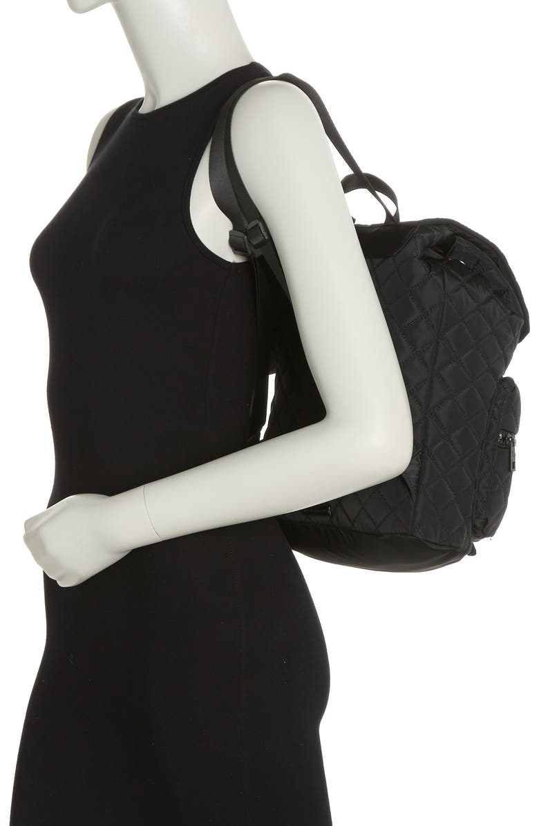 Madden Girl Quilted Nylon Drawstring Backpack, Alternate, color,