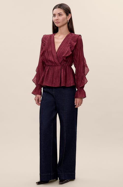 Rebecca Taylor Olivia Ruffle Blouse In Red