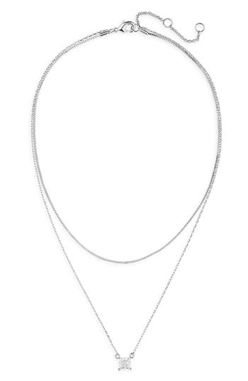 Nordstrom Rack Cz Pendant Layered Chain Necklace