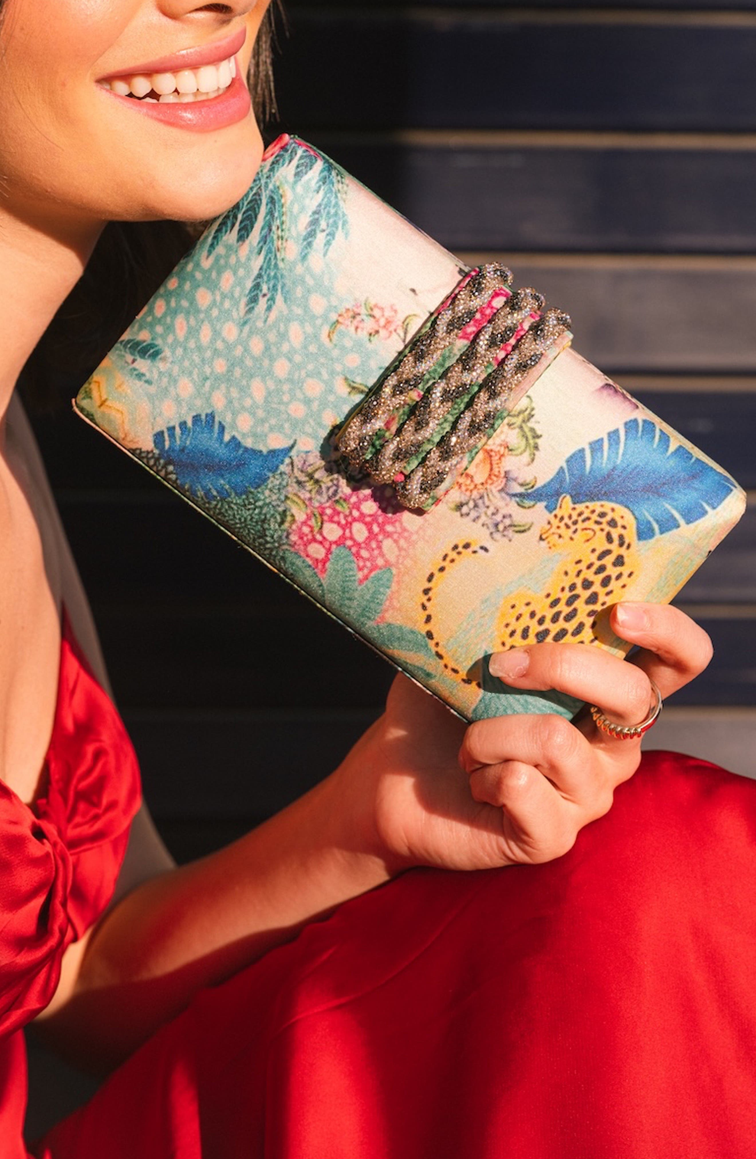 Simitri Printed Braid CLutch, Alternate, color, Faerie Green