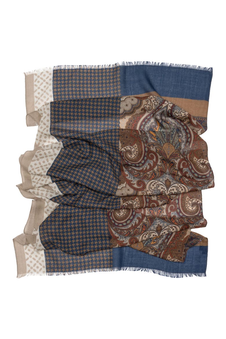 Aosta - Wool Scarf, Alternate, color, Brown and Blue
