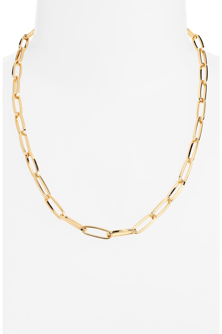 Paperclip Chain Necklace, Alternate, color, GOLD