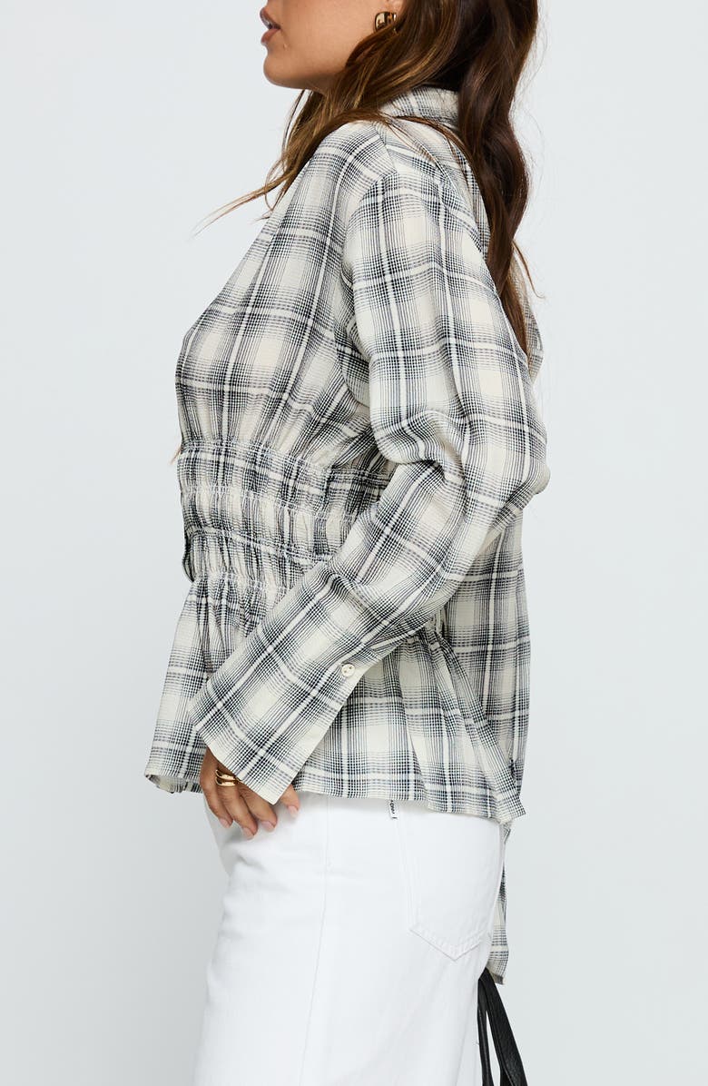 Princess Polly As You Are Check Button-Up Shirt, Alternate, color, Black Check