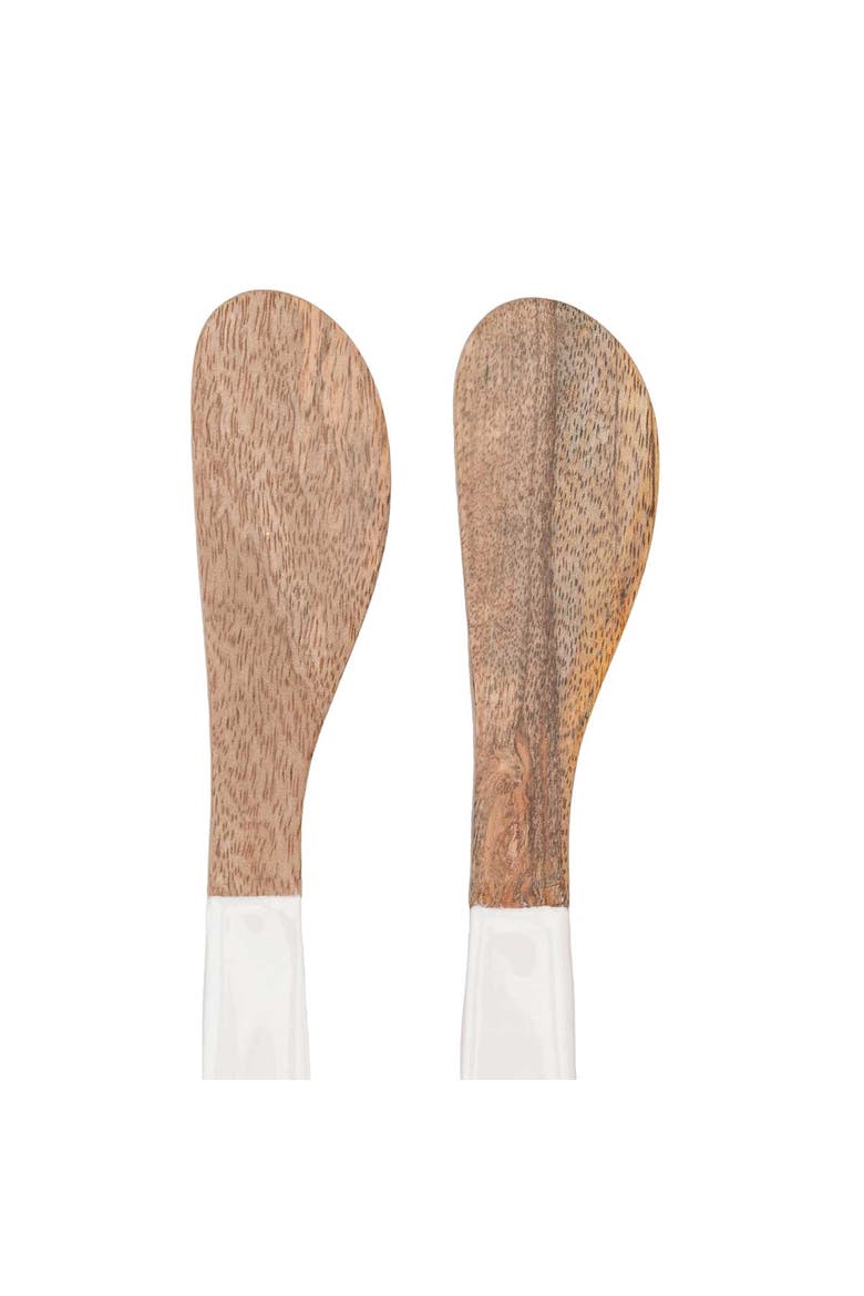 Tove White Enamel Mango Wood 2-Piece Serving Spreaders, Alternate, color, Brown