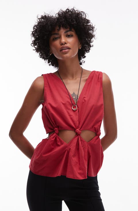 Knot Cutout Waist Cotton Tank