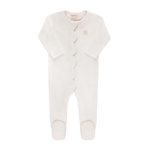 Velour Embroidered Bird & Butterfly Collection - Footie