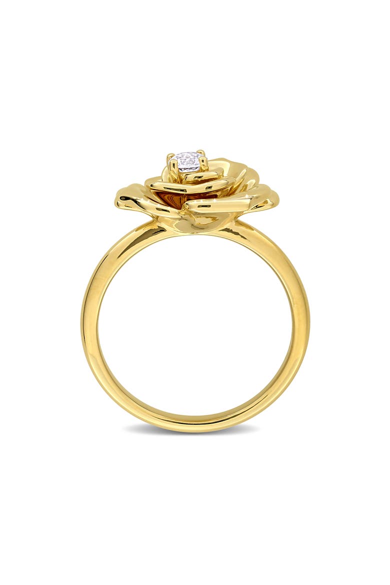 Created White Sapphire Rose Ring, Alternate, color, GOLD