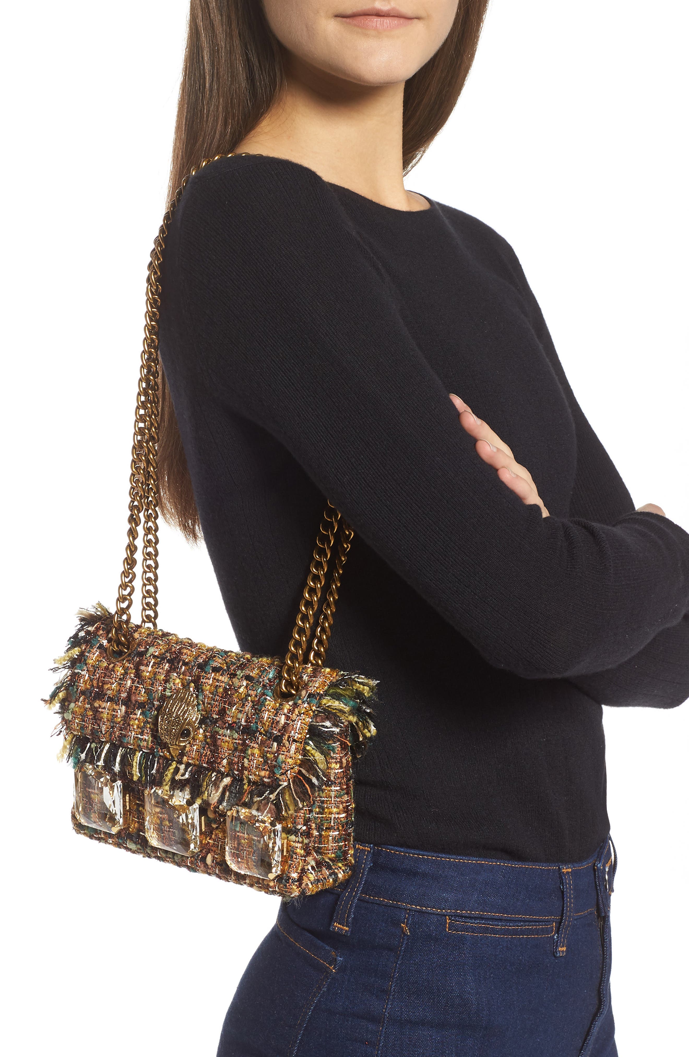 Kurt Geiger London Mini Kensington x Tweed Crossbody Bag, Alternate, color, 