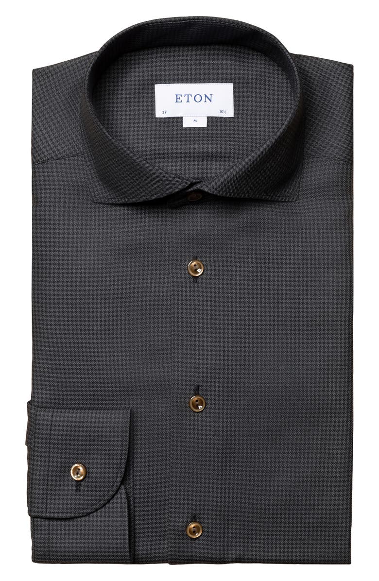 Eton Contemporary Fit Houndstooth Merino Wool Dress Shirt, Alternate, color,