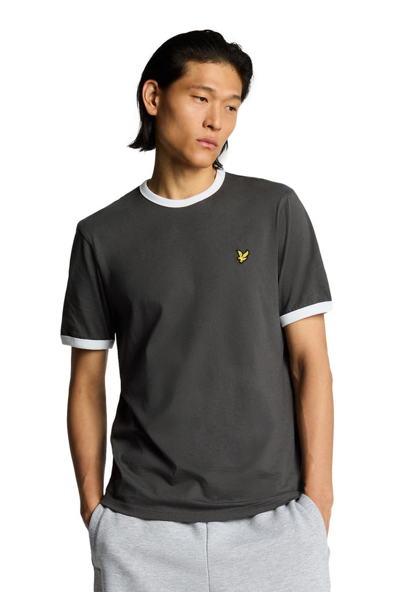 Ringer T-shirt, Alternate, color, Gunmetal/ White