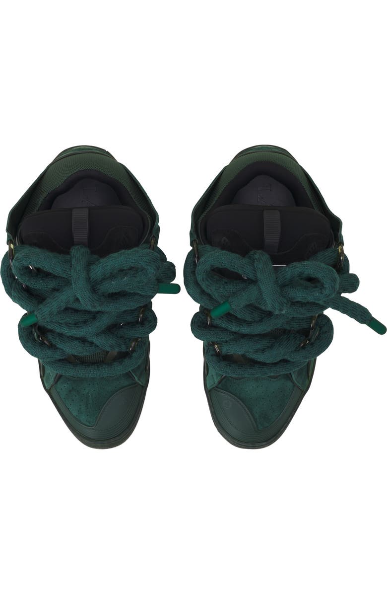 Lanvin Curb Sneakers In Leather With Snake Laces, Alternate, color, Green/Black