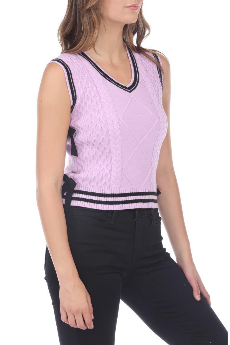 Cable Stitch Side Tie Sweater Vest, Alternate, color, LAVENDER