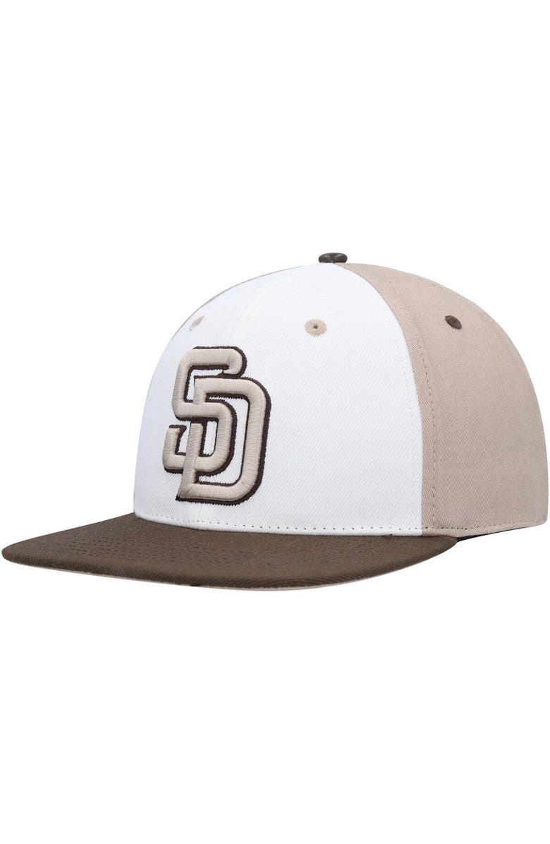 PRO STANDARD Men's Pro Standard White/Brown San Diego Padres Chocolate Ice Cream Drip Snapback Hat, Alternate, color,