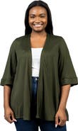 24seven Comfort Apparel Elbow Length Sleeve Open Front Cardigan