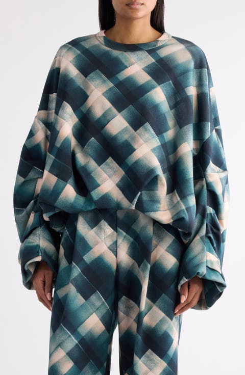 Hannett Spray Check Oversize Sweatshirt