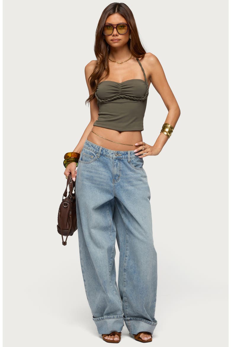 Sherri Braided Strap Halter Top, Alternate, color, OLIVE