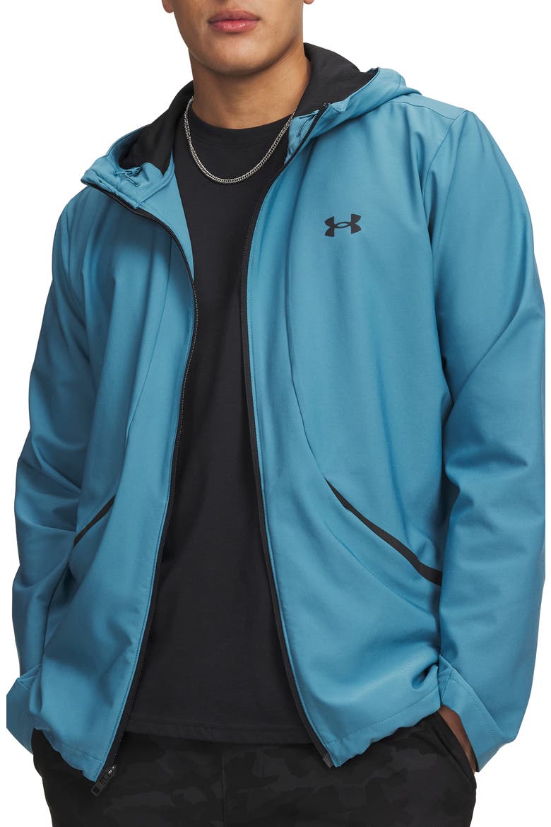 UA Unstoppable Woven Full Zip Hoodie, Main, color, BOUNDLESS BLUE