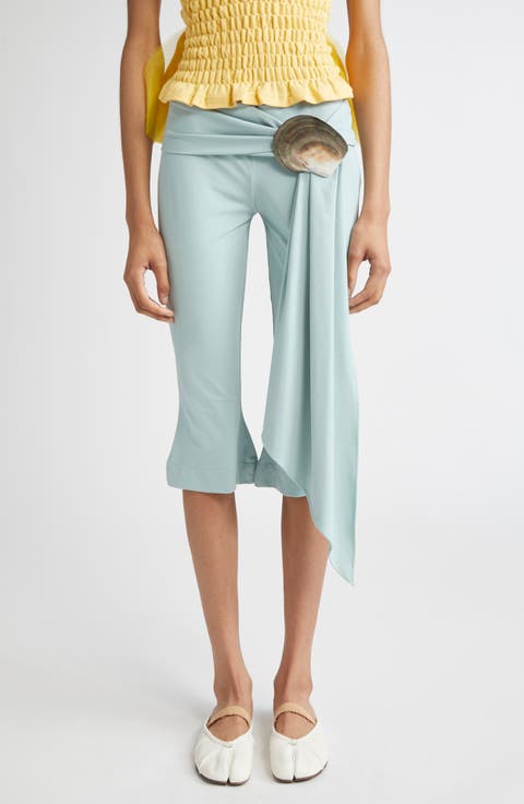 Mother-of-Pearl Shell Belt Capri Pants