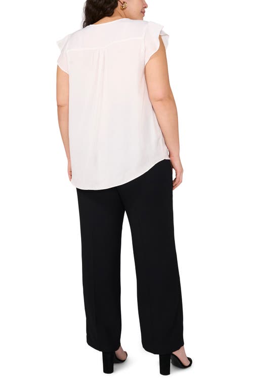 Shop Vince Camuto Ruffle Shoulder Sleeveless Blouse In New Ivory