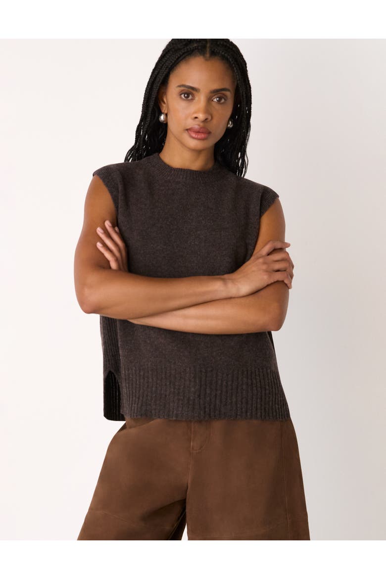 Wool Sleeveless Vest, Main, color, Brown