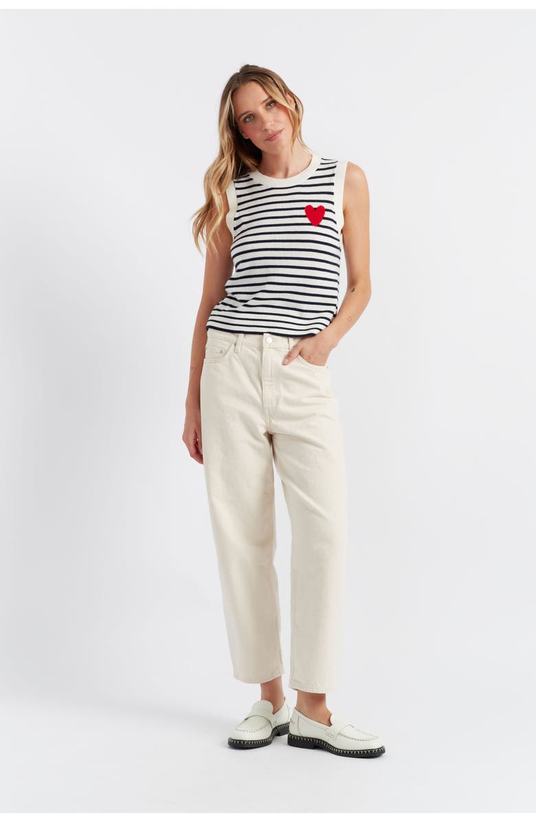 Chinti & Parker Pure Merino Heart Breton Tank, Alternate, color, Cream/Navy/True Red