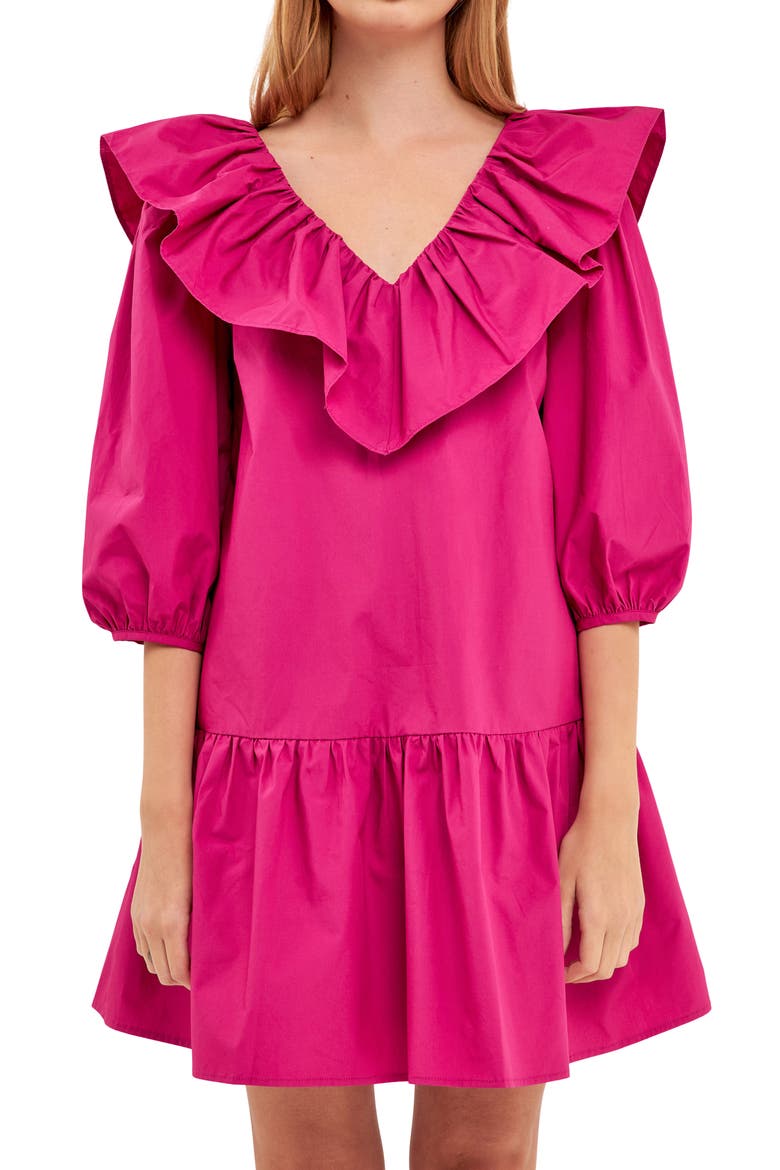 Ruffle Minidress, Alternate, color, BERRY