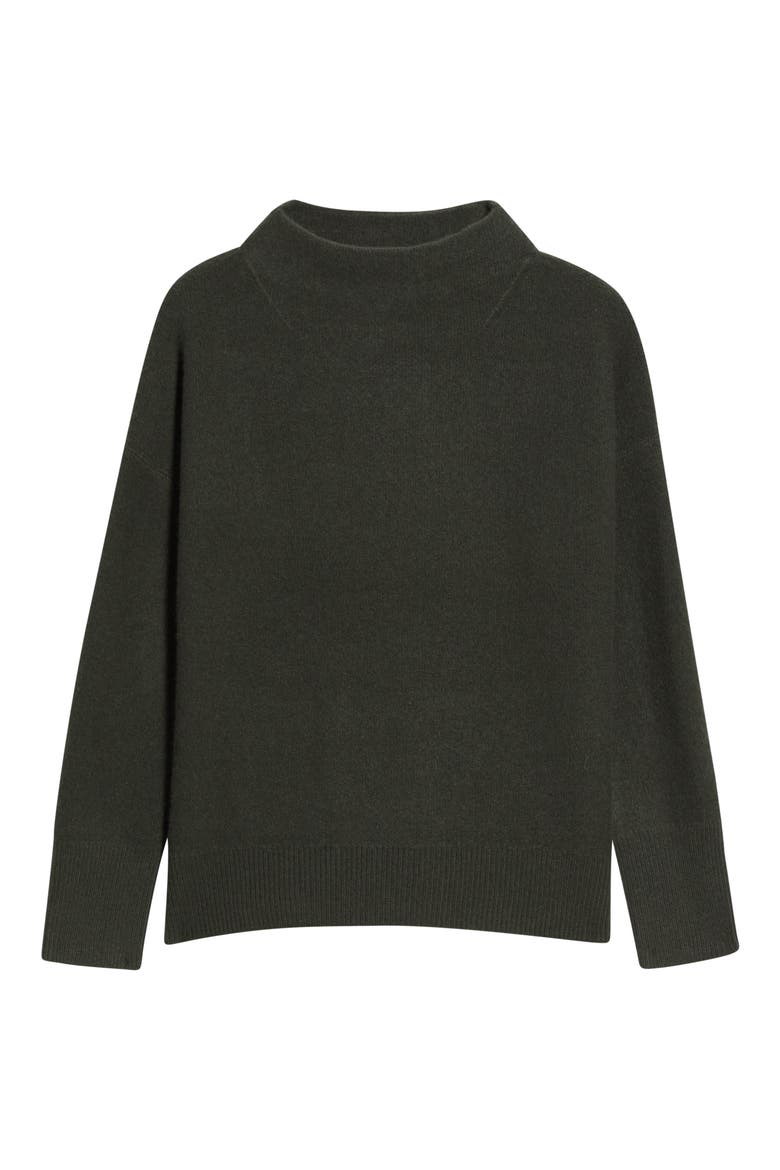 Boiled Cashmere Funnel Neck Pullover, Main, color, DARK MOSS