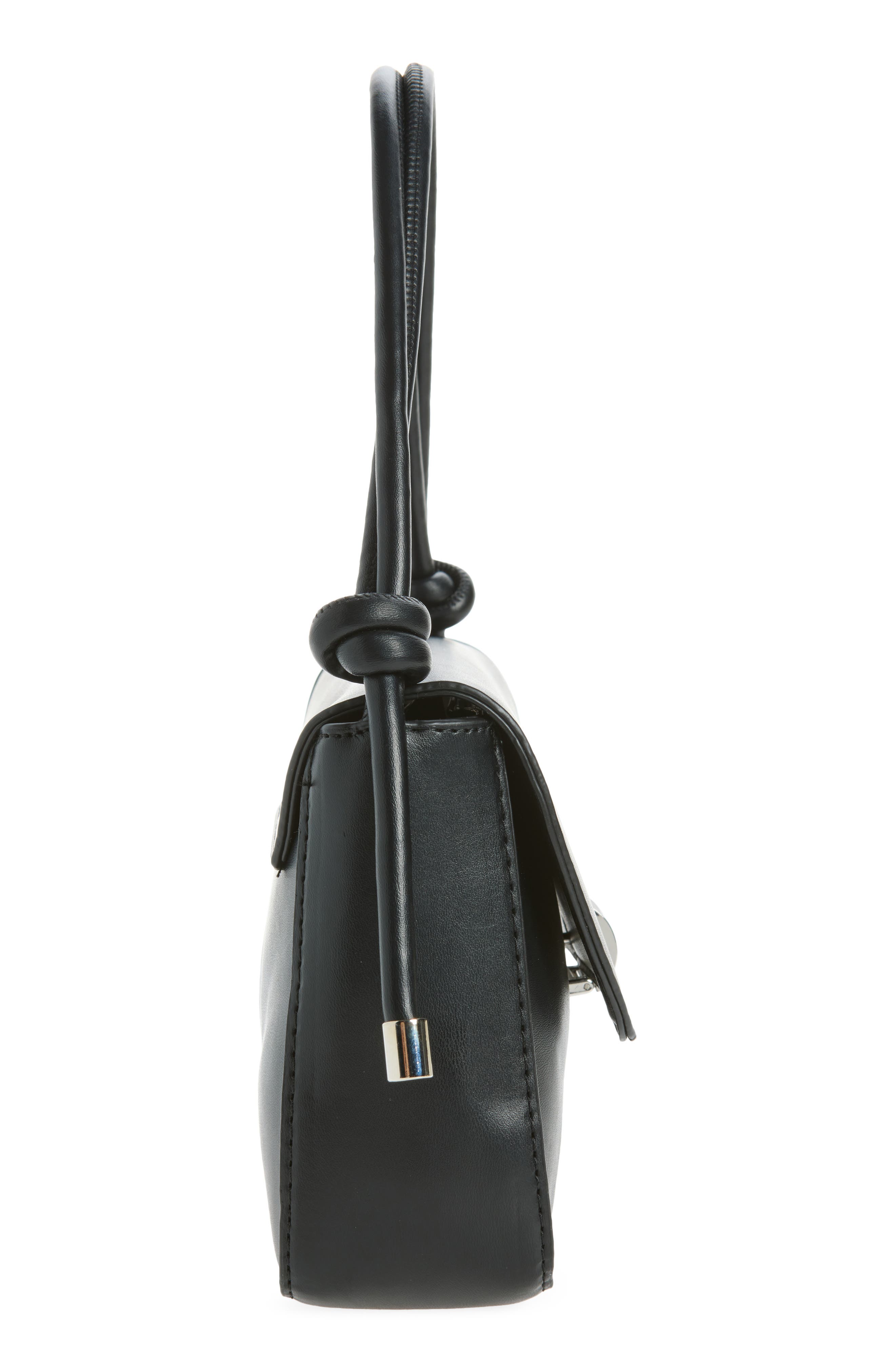 Faux Leather Foldover Mini Bag, Alternate, color, BLACK