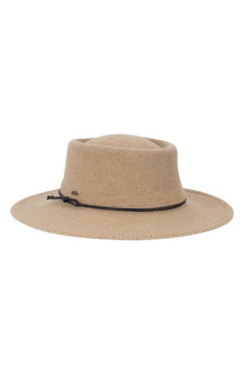 Scala Wool Blend Knit Gaucho Hat In Brown