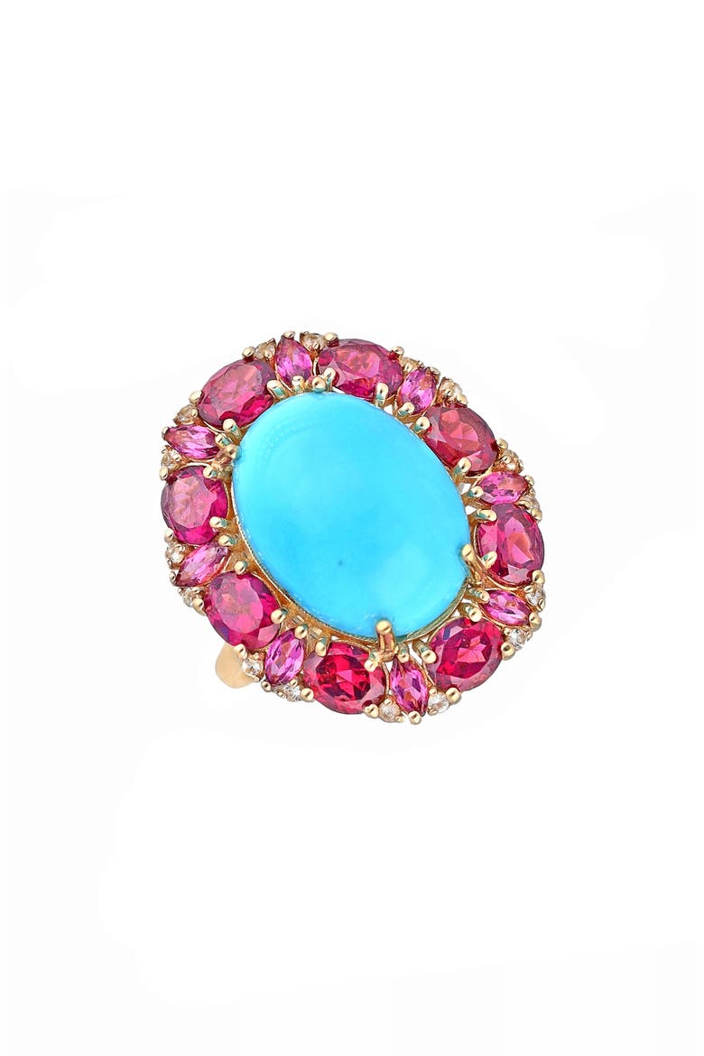 Turquoise Cluster Ring, Main, color, BLUE