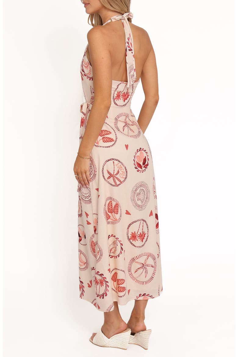 Sierra Midi Halter Dress, Alternate, color, PEACH FLORAL