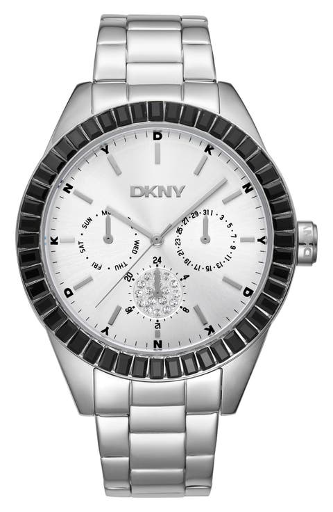 Crystal Embellished Three Hand Quartz Bracelet Watch, 40mm