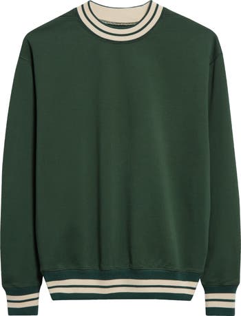 DRAKES ストライプコットンジャージースウェットシャツ Green Striped Rib Cotton Jersey Sweatshirt – Drakes US