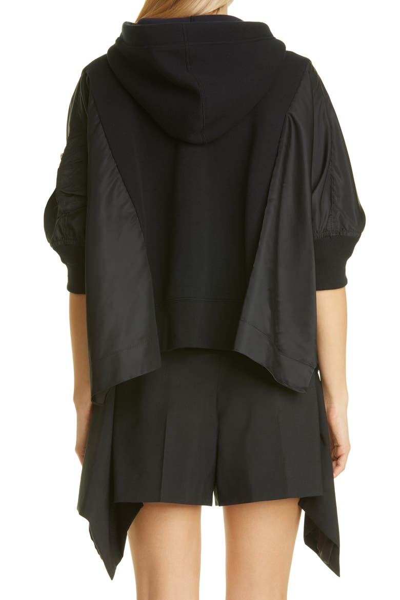 Sponge Mixed Media Full Zip Hoodie, Alternate, color, BLACK